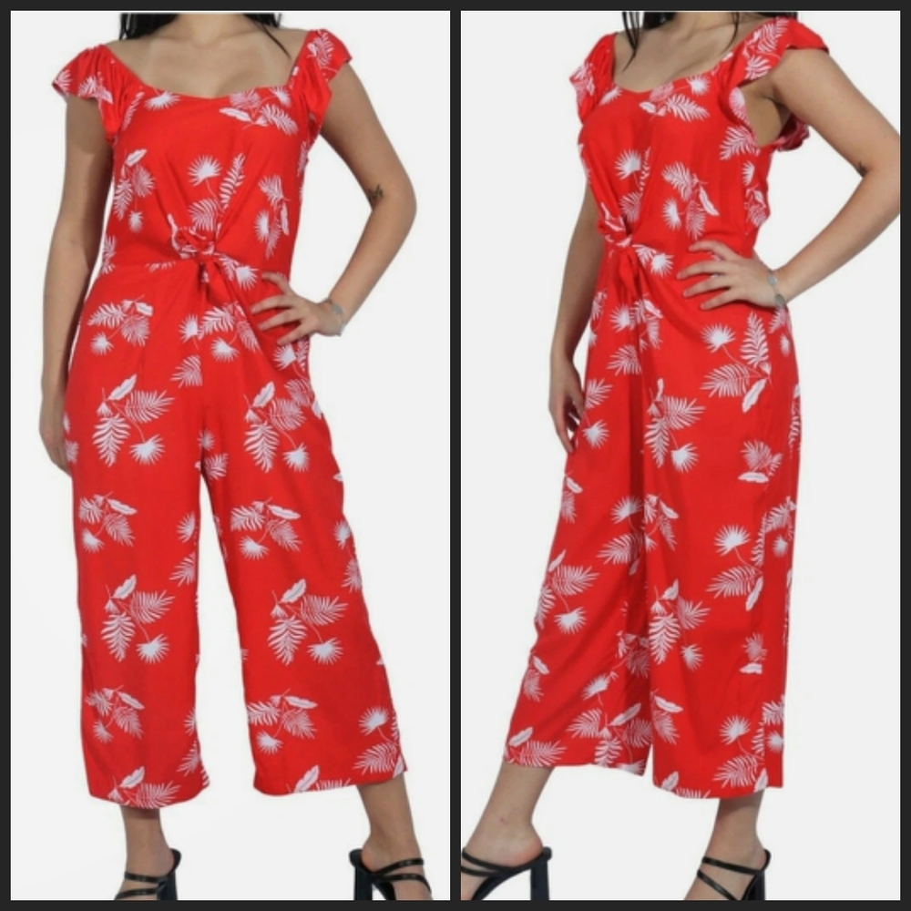 St. John's Bay | Red Floral Jumpsuit